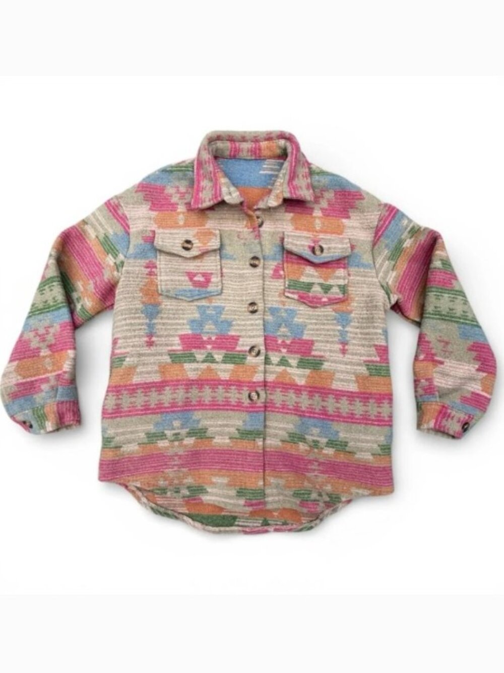 Pastel Aztec Utility Shacket - Multicolor - Picture 8 of 9